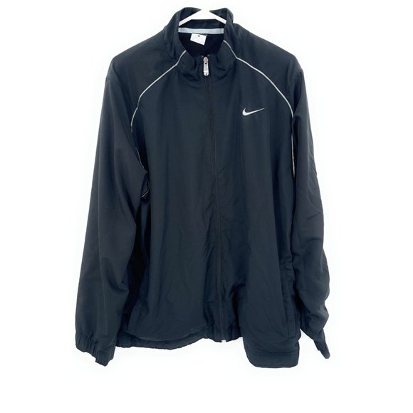 Nike Jacket Mens XL Black Embroidered Swoosh Logo Dri Fit Full Zip - Picture 1 of 6
